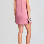 Elegant Demeanor Satin Gemstone Trim Deep V-Neck Tank H-line Mini Dress