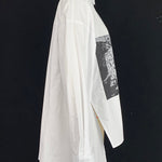 A-Line High-Low Buttoned Pockets Printed Split-Side Stand Collar Blouses&Shirts Tops