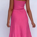 Women's Tube Top Slim High Waist Sling Knitted Dress Seaside Vacation Pleated Long Skirt