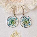 Forget Me Not Queen AnneLace Resin Pressed Flower Earrings