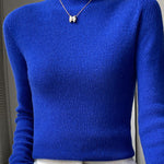 Casual Skinny Long Sleeves Solid Color Half Turtleneck Sweater Tops