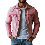 Men's Vintage Washed Lapel Multi Pocket Denim Jacket