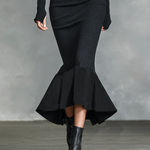 Women's Knitted V-neck Slim Long Sleeves Maxi Dress