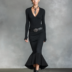 Women's Knitted V-neck Slim Long Sleeves Maxi Dress