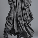Women's Cotton And Linen Blend Loose Washed Shirt Maxi Dress