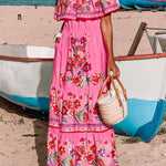 Off-shoulder printed long swing dress