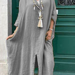 Casual Solid Asymmetrical Turndown Collar Irregular Dress Dresses
