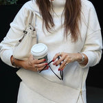 Double Soft Turtleneck Side Zipper Sweatshirt and Elastic Waist Pocketed Loose Pants Set