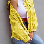 Long Sleeves Loose Fringed Pockets Lapel Outerwear
