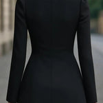 Fashionable Stand Collar Single-Breasted Slim Fit Formal Mini Dress