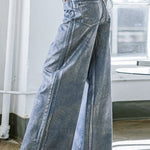 High Waisted Loose Printed Split-Joint Jean Pants Bottoms