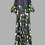 Long Sleeves Loose Floral Floral Printed Pleated Split-Joint Stand Collar Trench Coats