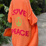 Calling for Love Back Printed Pocket Oversized Midi Cardigan