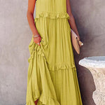 Irregular cake skirt sleeveless long mop skirt