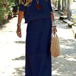 Casual Off Shoulder Solid Beach Maxi Dress