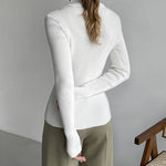 Long Sleeves Skinny Solid Color High Neck Pullovers Sweater Sweater Tops