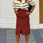 Love striped knitted cardigan