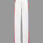 Loose Straight Leg Contrast Color Split-Joint Striped Pants Trousers