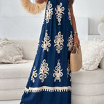 Loose Sleeveless Printed Split-Joint Spaghetti-Neck Maxi Dresses