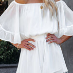 Paneled short-sleeved loose-fit solid chiffon jumpsuit