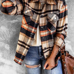 Brown Plaid Button Up Long Sleeve Flannel Shacket