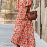 Short Sleeve Midi Bohemian Dress