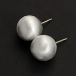 Heavy Brushed Round Silver Earrings