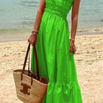 Passionate Beach Pleated Bandeau Resort Long Dress