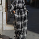 Elegant Off-the-Shoulder Plaid Maxi Dress