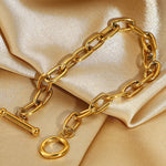 Rectangular Link T-Bar Bracelet - Gold