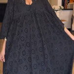 Elegant Black Hollow Pattern Dress