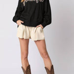 Halloween Letter Bowknot Sweater Loose Casual Top