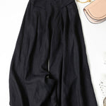 Solid Color Ramie Cotton Plus Size Loose Ninth Wide-Leg Pants