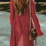 Knit Hollow out Open Front Long Cardigan