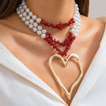 Beaded Contrast Color Heart Shape Dainty Necklace Necklaces Accessories