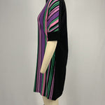 A-Line Half Sleeves Asymmetric Contrast Color Striped Round-Neck Mini Dresses