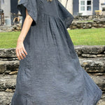 MIRA v-neck paneled maxi dress