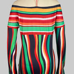 Long Sleeves Loose Contrast Color Striped Halter-Neck T-Shirts Tops
