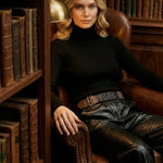Loose Wide Leg Crocodile Texture Leather Loop Pants