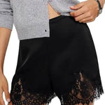 Lace-Paneled Satin Shorts
