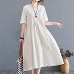 Cotton Blend Solid Color Irregularity Dress