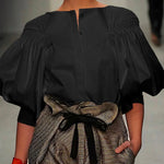 Puff Sleeves Buttoned Solid Color Blouses&Shirts Tops
