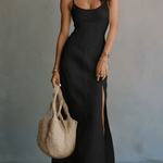 Quiet Allure Effortless Noir Flow Maxi Dress