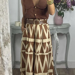 Unique Print Loose Pocket Holiday Maxi Skirt