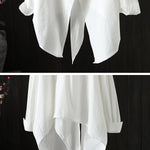 Urban Loose Black White Long Sleeves Irregular Blouse
