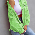 Long Sleeves Loose Fringed Pockets Lapel Outerwear