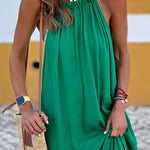 Sleeveless pleated European loose dress with straps