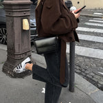 Women's Lapel Temperament Double -row Hair Woolen Jacket