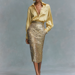 Women's Long-sleeved Shirt And Sequined Pencil Skirt Set