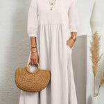11 Colors Simple Round-Neck Solid Color Midi Dress
